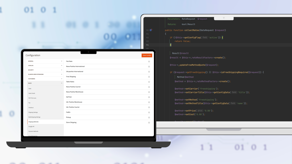 Shipping modules on Magento 2, admin panel view